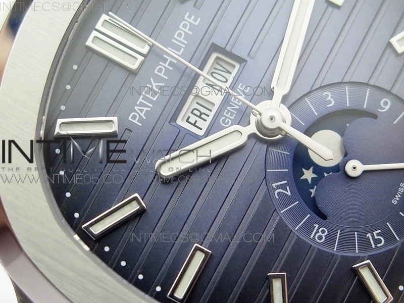 NAUTILUS 5726 SS GRF 1:1 BEST EDITION BLUE DIAL WORKING ANNUAL CALENDARON BLUE LEATHER STARP A.324 V2